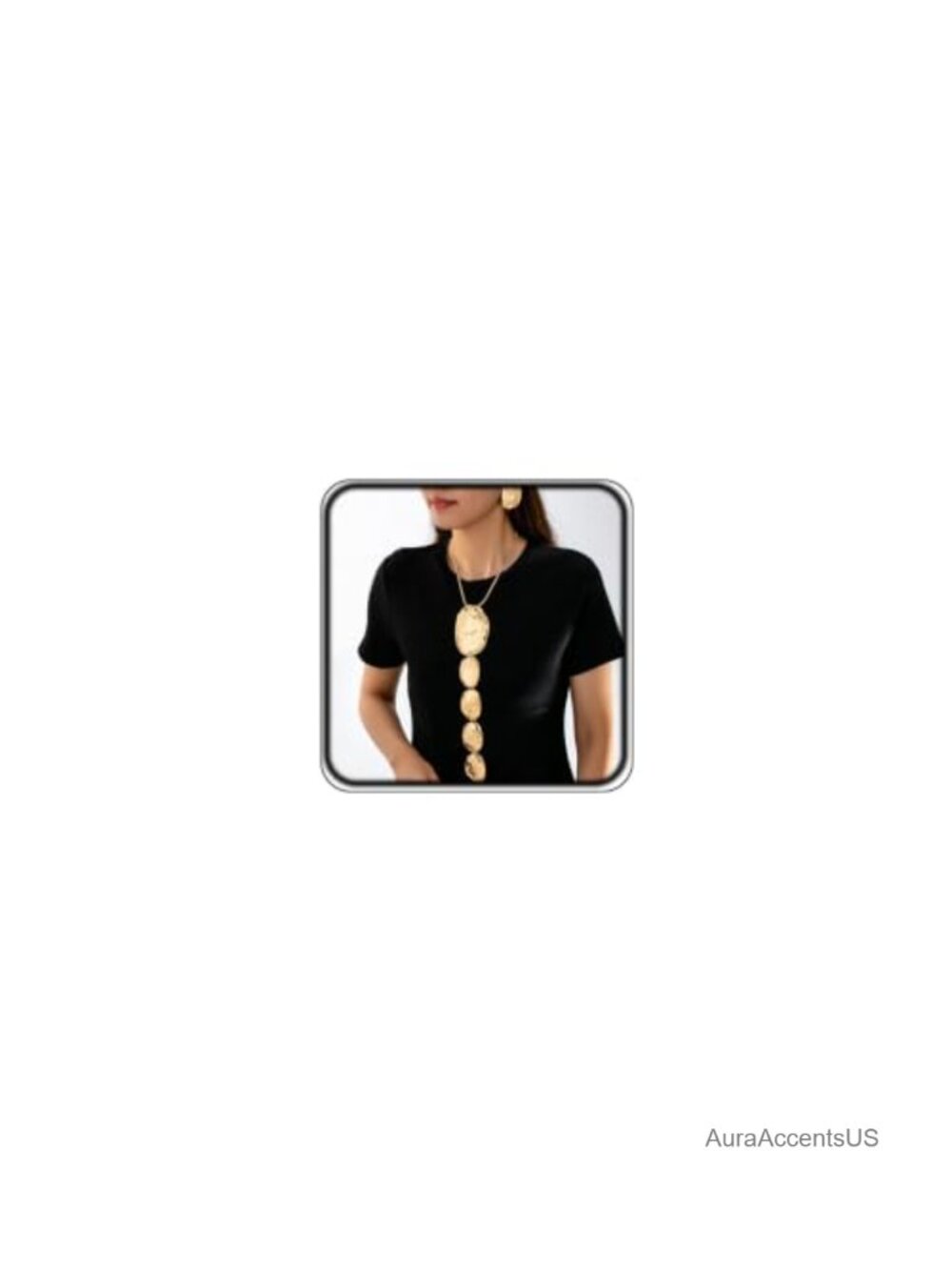 Hammered Gold Alloy Necklace Earrings Set Women Chunky Statement Jewelry